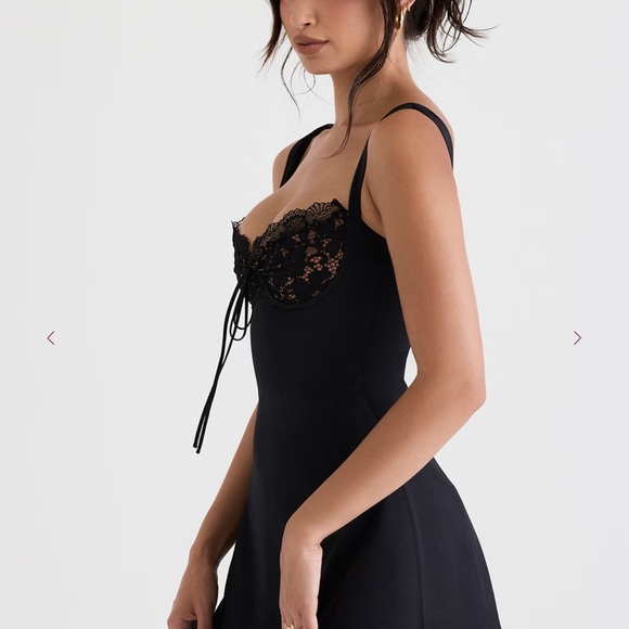 House of CB Adriana Black Satin and Lace Mini Dress - Picture 3 of 5